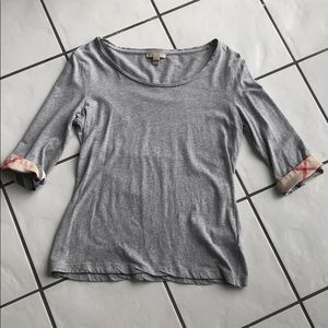 Burberry Quarter Sleeve Gray Top
